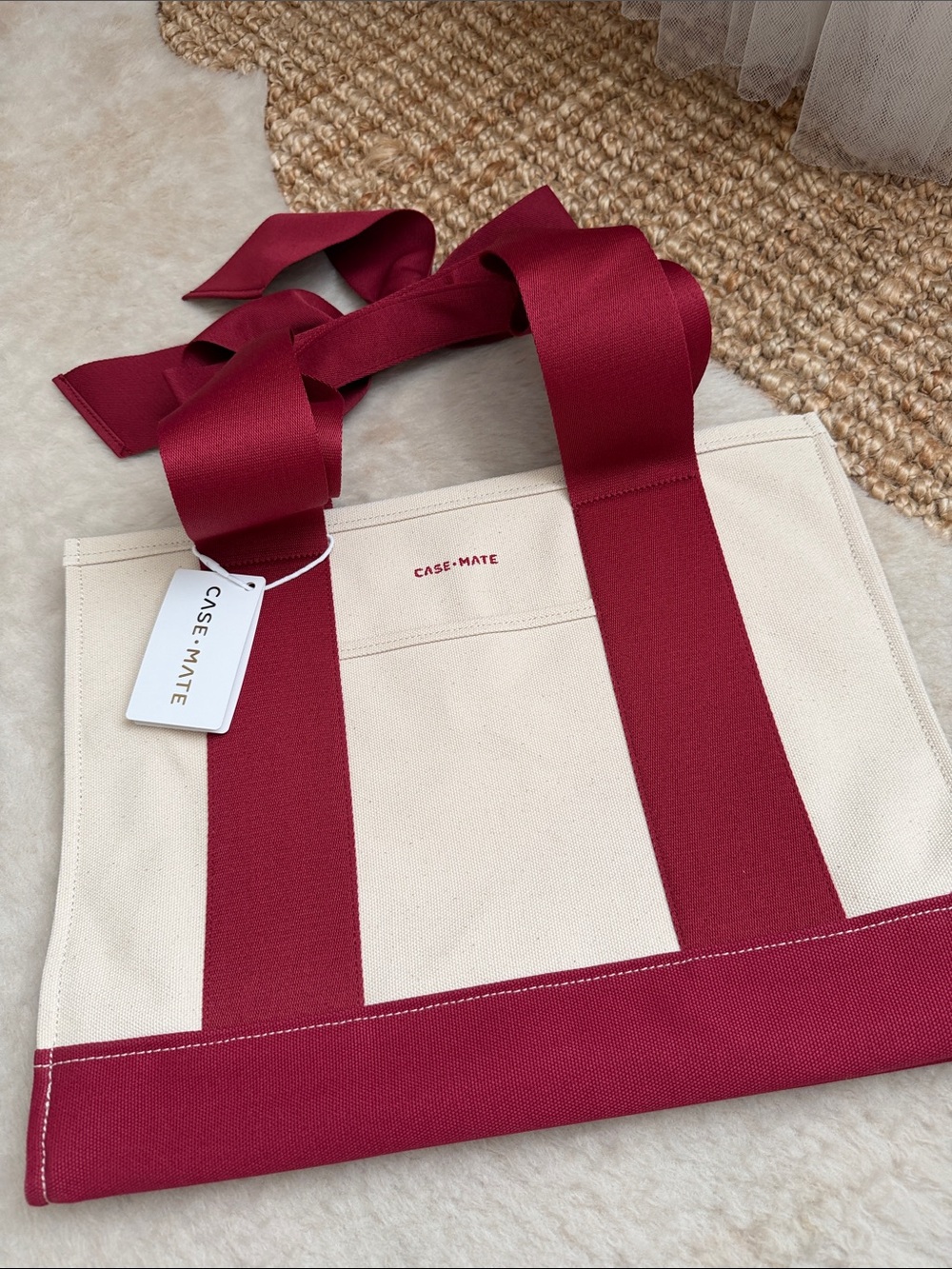 Casemate cranberry canvas tote
